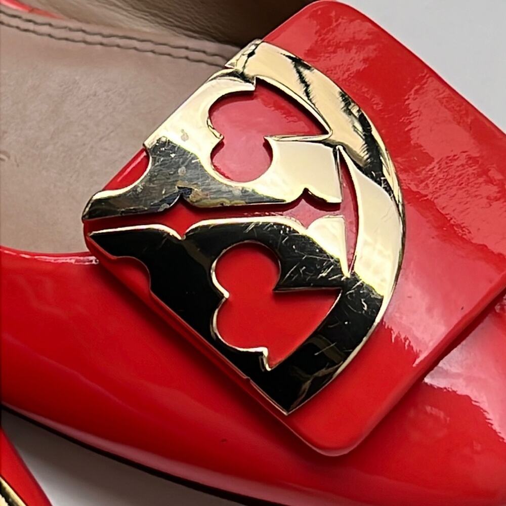 Tory Burch Orange Patent Leather Ballet Flats Size 7M - Picture 9 of 16